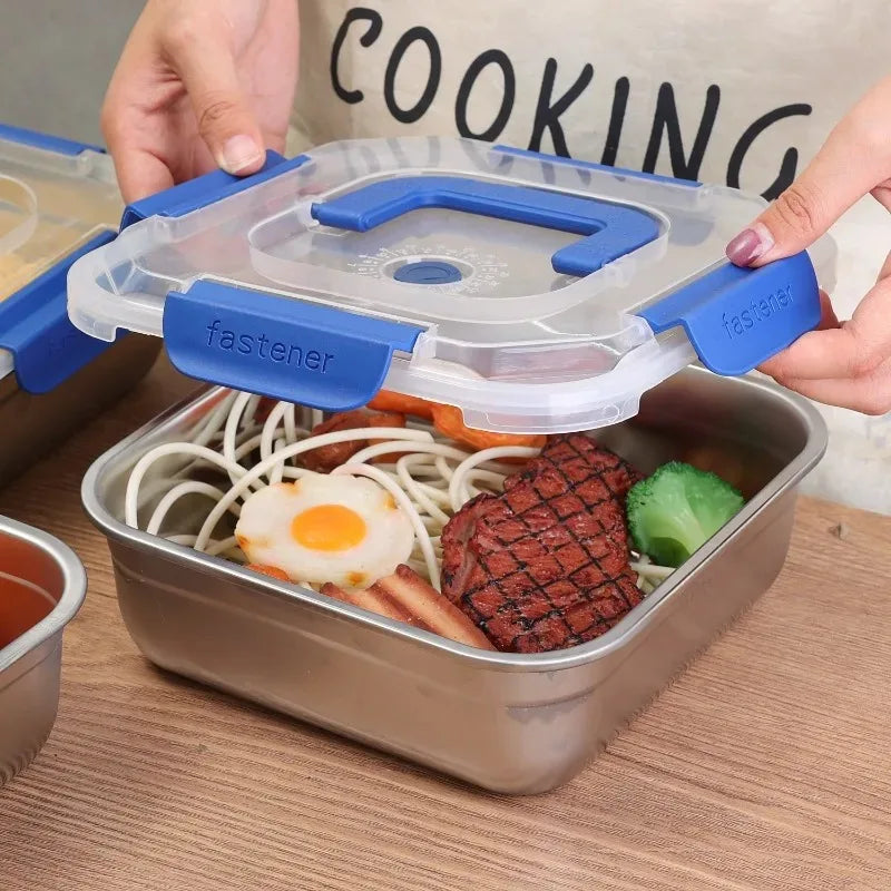 Stainless Steel Fresh-keeping Box Portable Camping Noodles Fruit Sealed Lunch Boxes Home Kitchen Refrigerator Storage Container