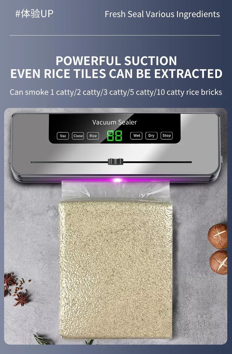 CENRR Vacuum Sealer Machine Food Wet Dry with Kitchen Storage Sealing Machine Built-in Cutter Food Vacuum Packaging Machine