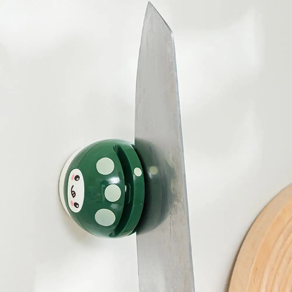 Double Blade Cutter Sharpener Portable Ceramic Cutter Sharpener with Vacuum Suction Cup Base Double Groove Kitchen Gadget
