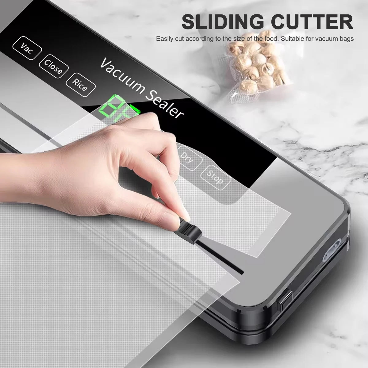 CENRR Vacuum Sealer Machine Food Wet Dry with Kitchen Storage Sealing Machine Built-in Cutter Food Vacuum Packaging Machine