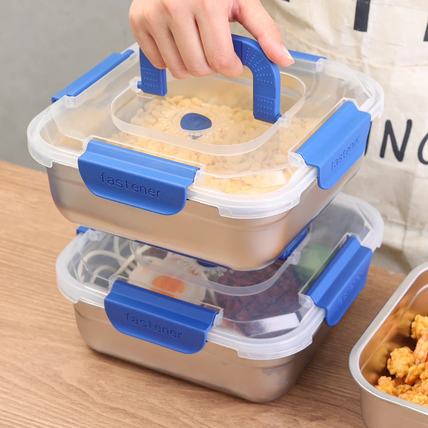 Stainless Steel Fresh-keeping Box Portable Camping Noodles Fruit Sealed Lunch Boxes Home Kitchen Refrigerator Storage Container