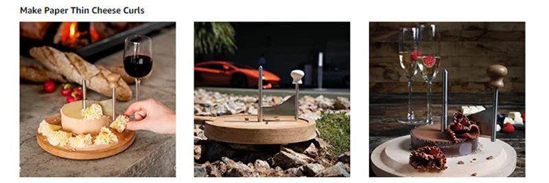 Wood Cheese Curler Spin Cheese Wheel Chocolate Multifunctional Rust-Proof Shredder Cheese Curler Girolle with Handle