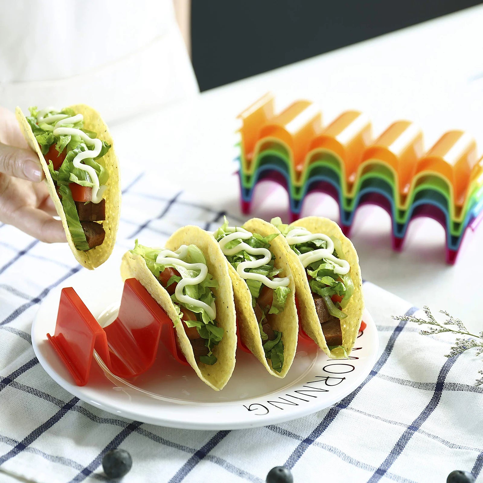 1/6pc Mexican Roll Rack Taco Holder Tortilla Pancake Stand Holder Creative Wave Shape Tray Holder Taco Cake Rack Kitchen Gadgets