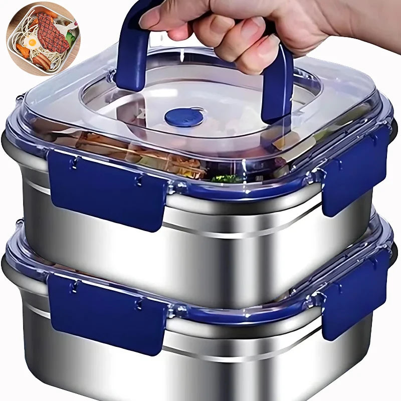 Stainless Steel Fresh-keeping Box Portable Camping Noodles Fruit Sealed Lunch Boxes Home Kitchen Refrigerator Storage Container