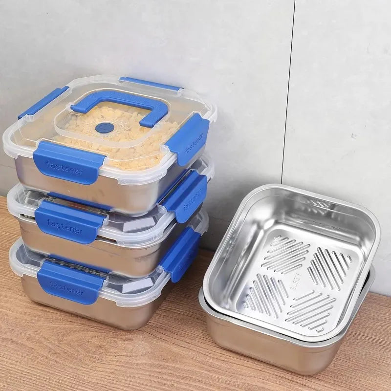 Stainless Steel Fresh-keeping Box Portable Camping Noodles Fruit Sealed Lunch Boxes Home Kitchen Refrigerator Storage Container