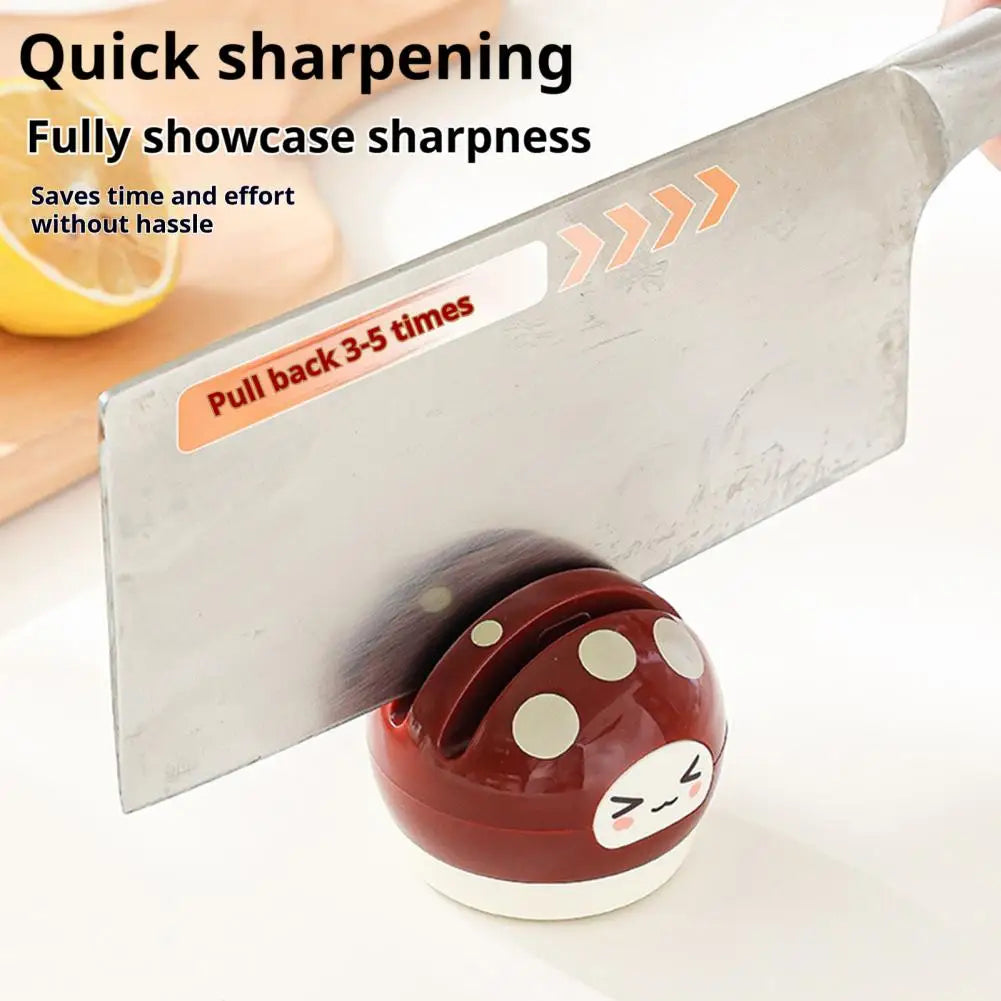 Double Blade Cutter Sharpener Portable Ceramic Cutter Sharpener with Vacuum Suction Cup Base Double Groove Kitchen Gadget
