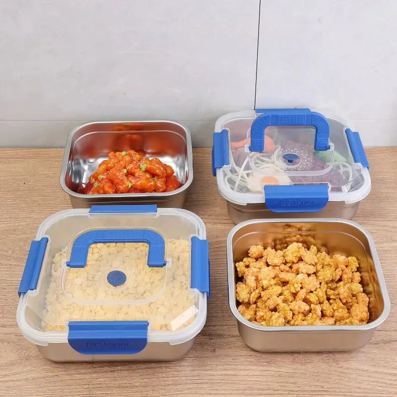 Stainless Steel Fresh-keeping Box Portable Camping Noodles Fruit Sealed Lunch Boxes Home Kitchen Refrigerator Storage Container