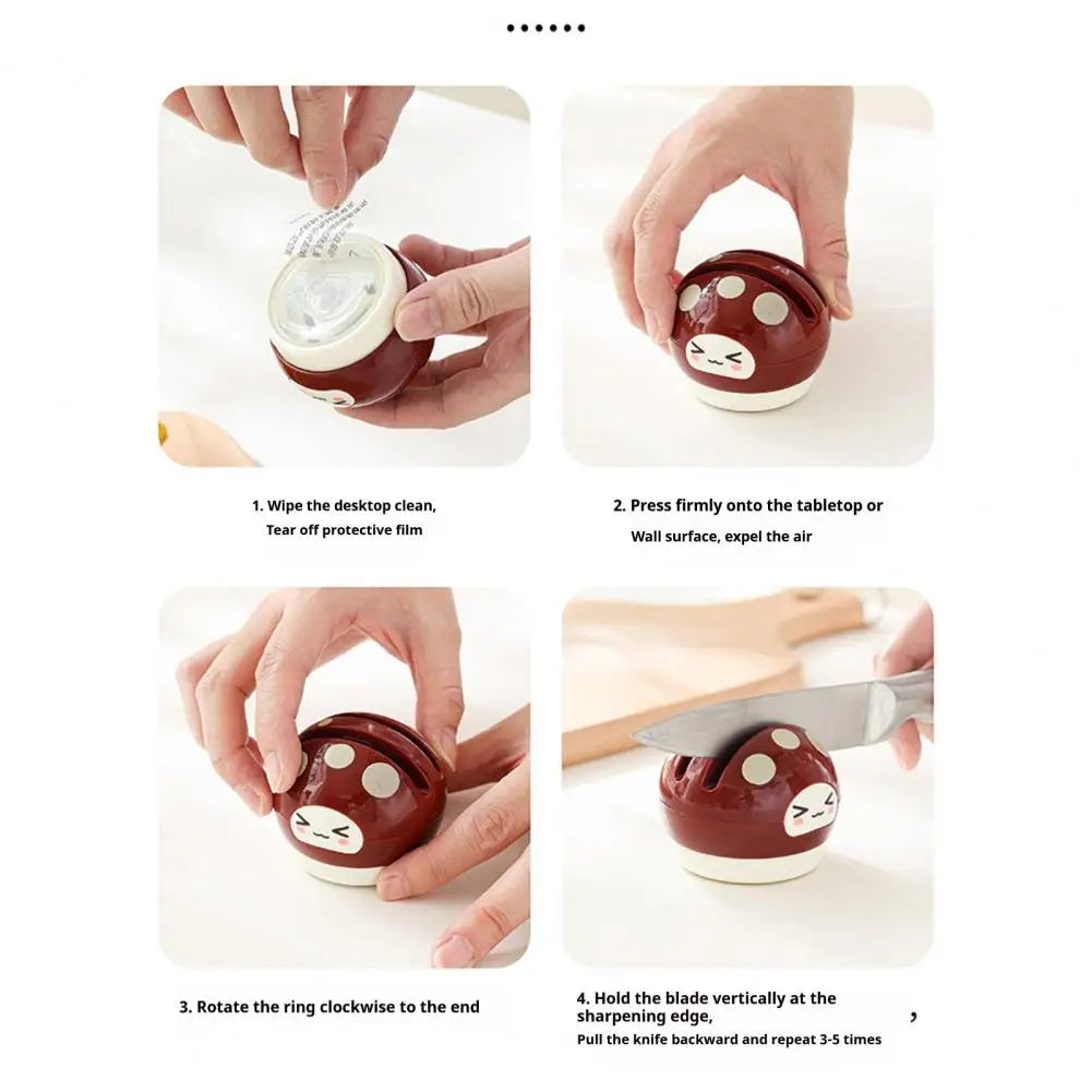 Double Blade Cutter Sharpener Portable Ceramic Cutter Sharpener with Vacuum Suction Cup Base Double Groove Kitchen Gadget