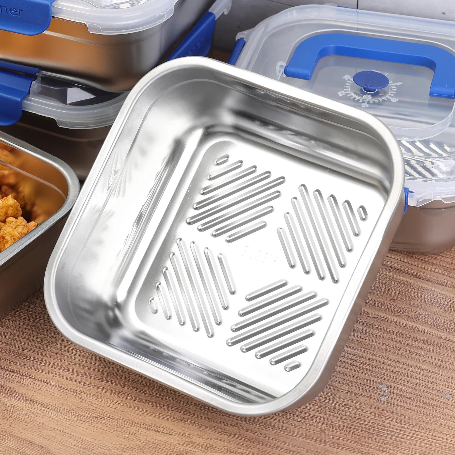 Stainless Steel Fresh-keeping Box Portable Camping Noodles Fruit Sealed Lunch Boxes Home Kitchen Refrigerator Storage Container