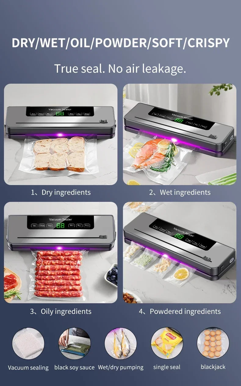 CENRR Vacuum Sealer Machine Food Wet Dry with Kitchen Storage Sealing Machine Built-in Cutter Food Vacuum Packaging Machine