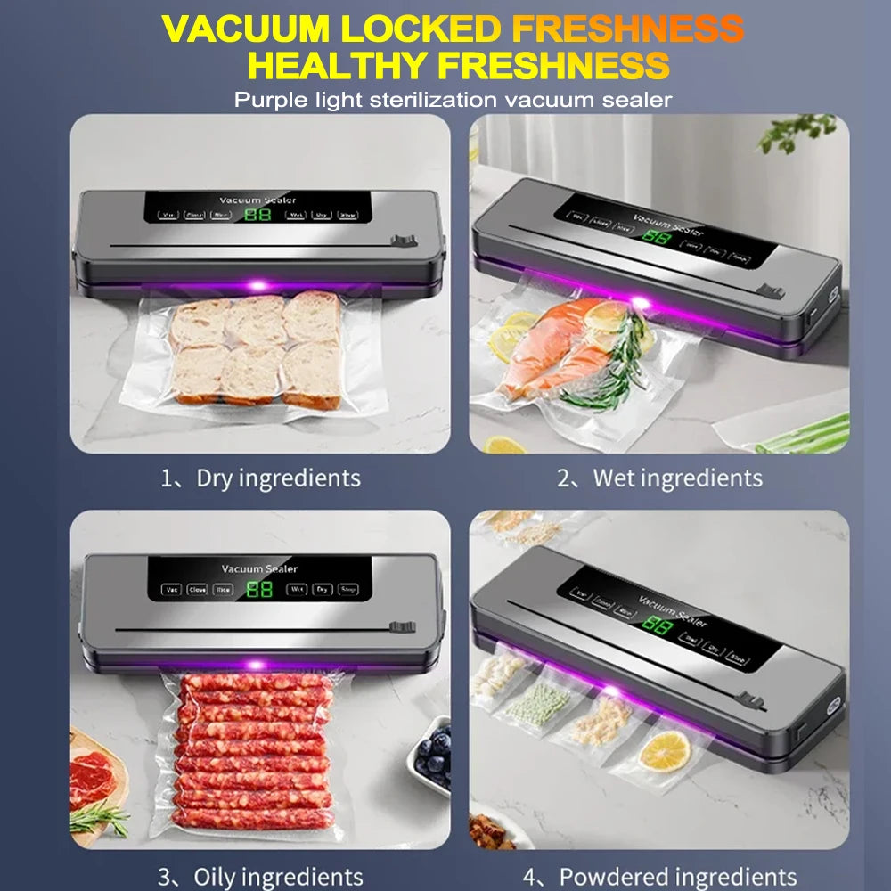 CENRR Vacuum Sealer Machine Food Wet Dry with Kitchen Storage Sealing Machine Built-in Cutter Food Vacuum Packaging Machine