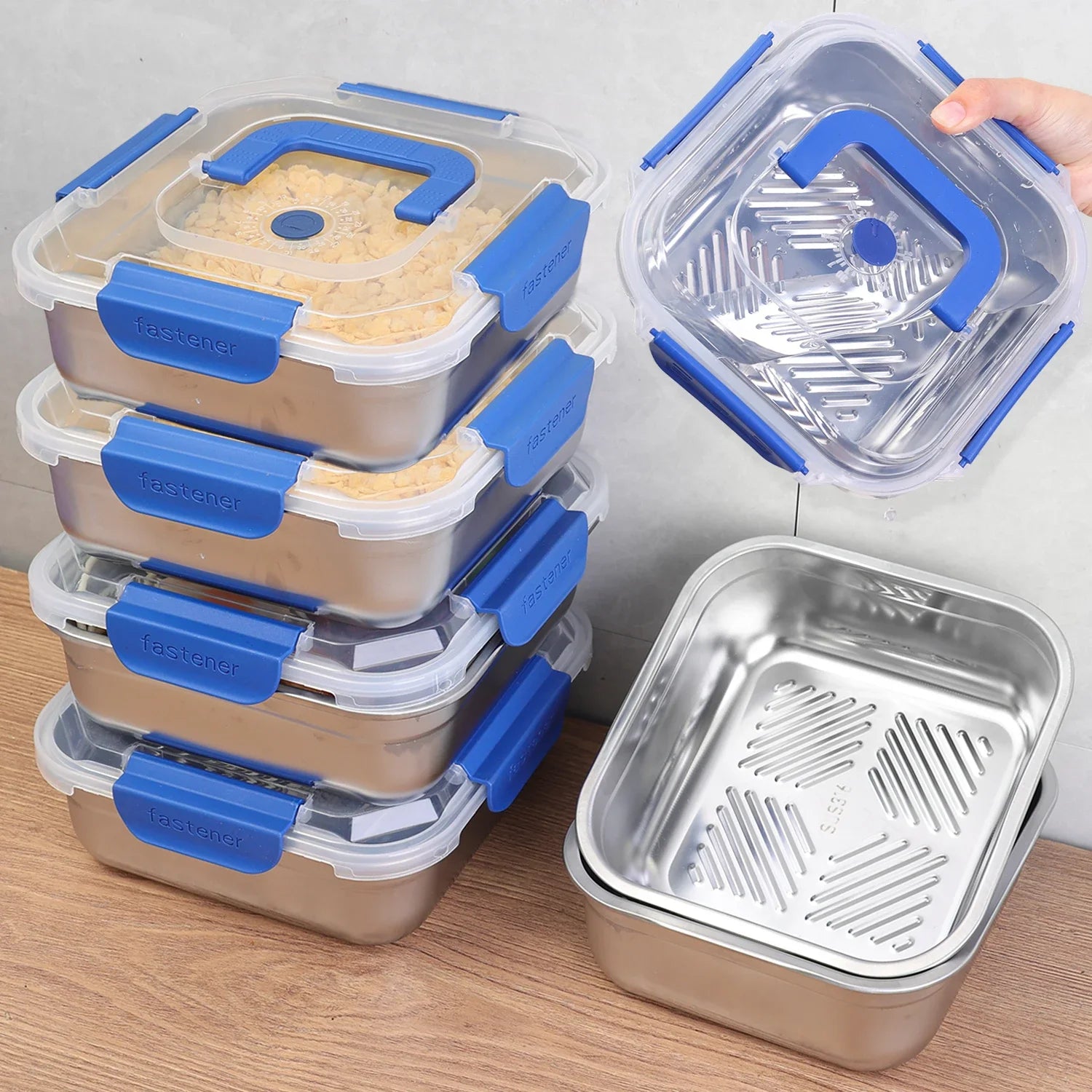 Stainless Steel Fresh-keeping Box Portable Camping Noodles Fruit Sealed Lunch Boxes Home Kitchen Refrigerator Storage Container