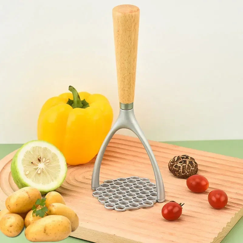 Aluminum Manual Potato Masher Meat Potato Pressor Tool Whisk Food Cutter Crusher Wood Handle Garlic Pusher Kitchen Gadgets