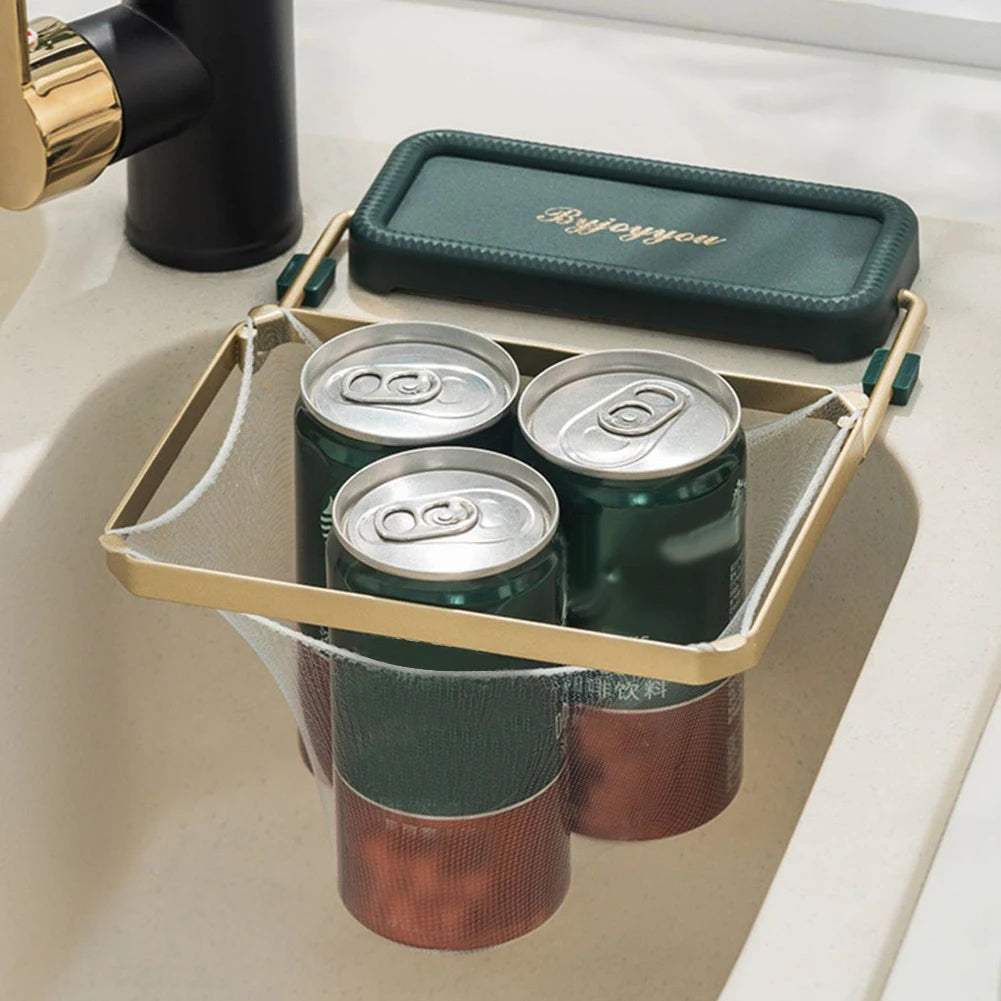 Foldable Sink Strainer Mesh Bag Stand Kitchen Sink Filter Rack Waste Garbage Net Shelf Disposable Garbage Mesh Bag Kitchen Gadge