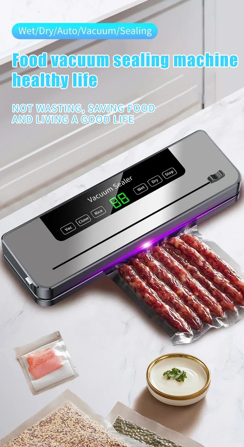 CENRR Vacuum Sealer Machine Food Wet Dry with Kitchen Storage Sealing Machine Built-in Cutter Food Vacuum Packaging Machine