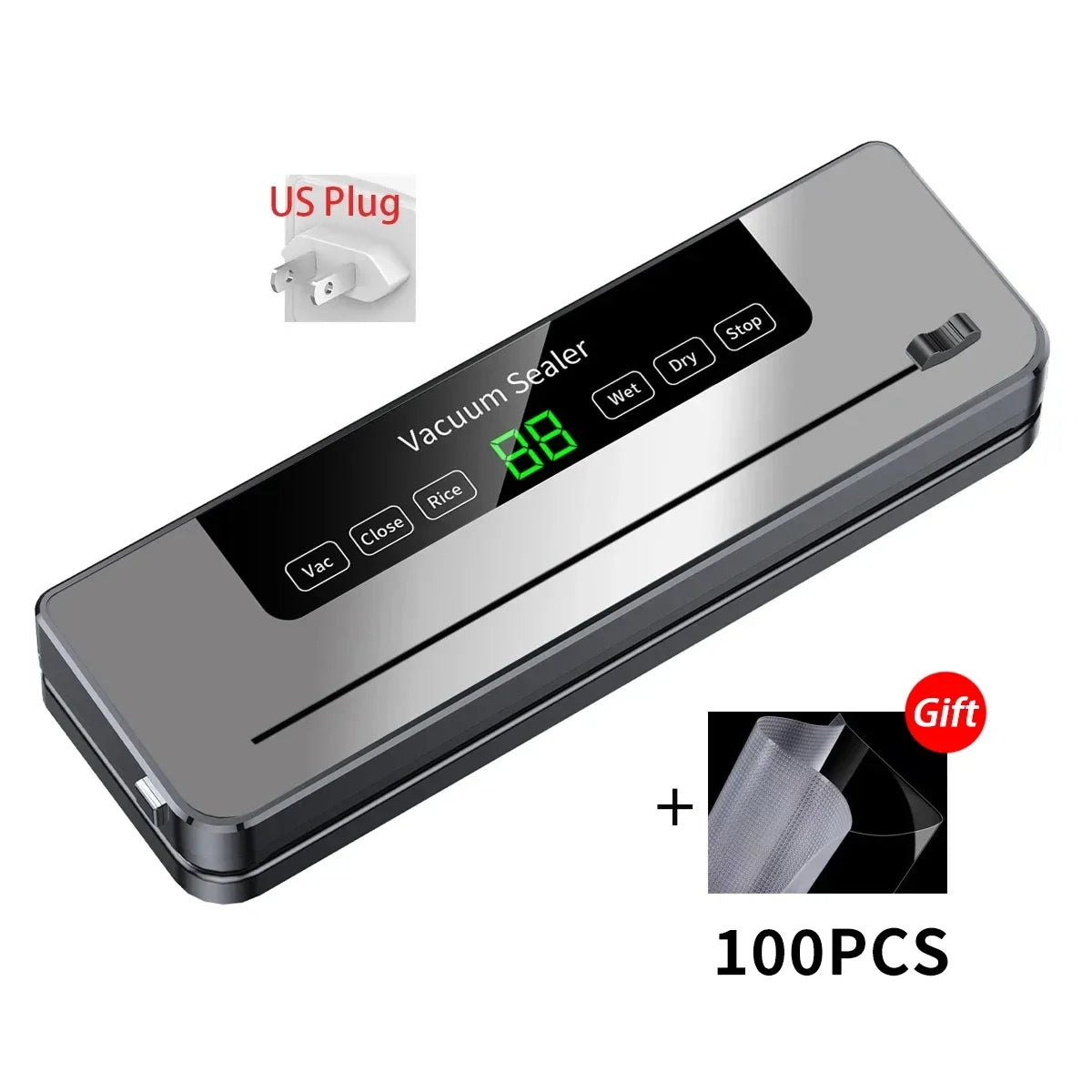 CENRR Vacuum Sealer Machine Food Wet Dry with Kitchen Storage Sealing Machine Built-in Cutter Food Vacuum Packaging Machine