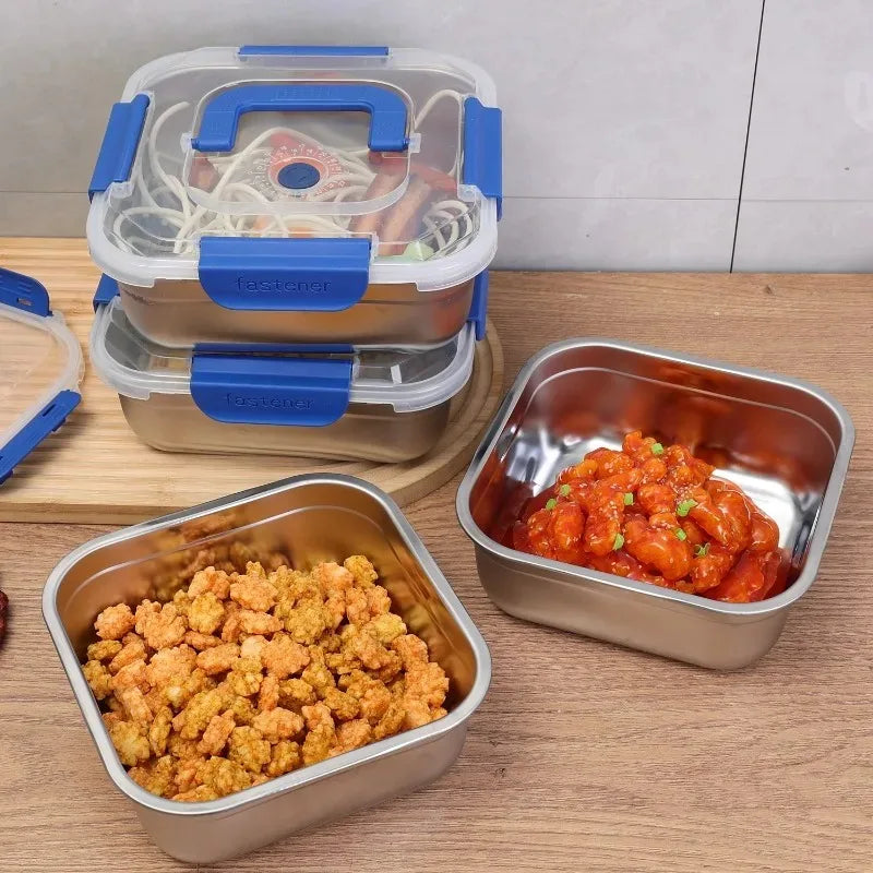Stainless Steel Fresh-keeping Box Portable Camping Noodles Fruit Sealed Lunch Boxes Home Kitchen Refrigerator Storage Container