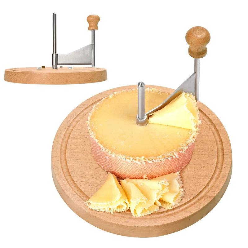 Wood Cheese Curler Spin Cheese Wheel Chocolate Multifunctional Rust-Proof Shredder Cheese Curler Girolle with Handle