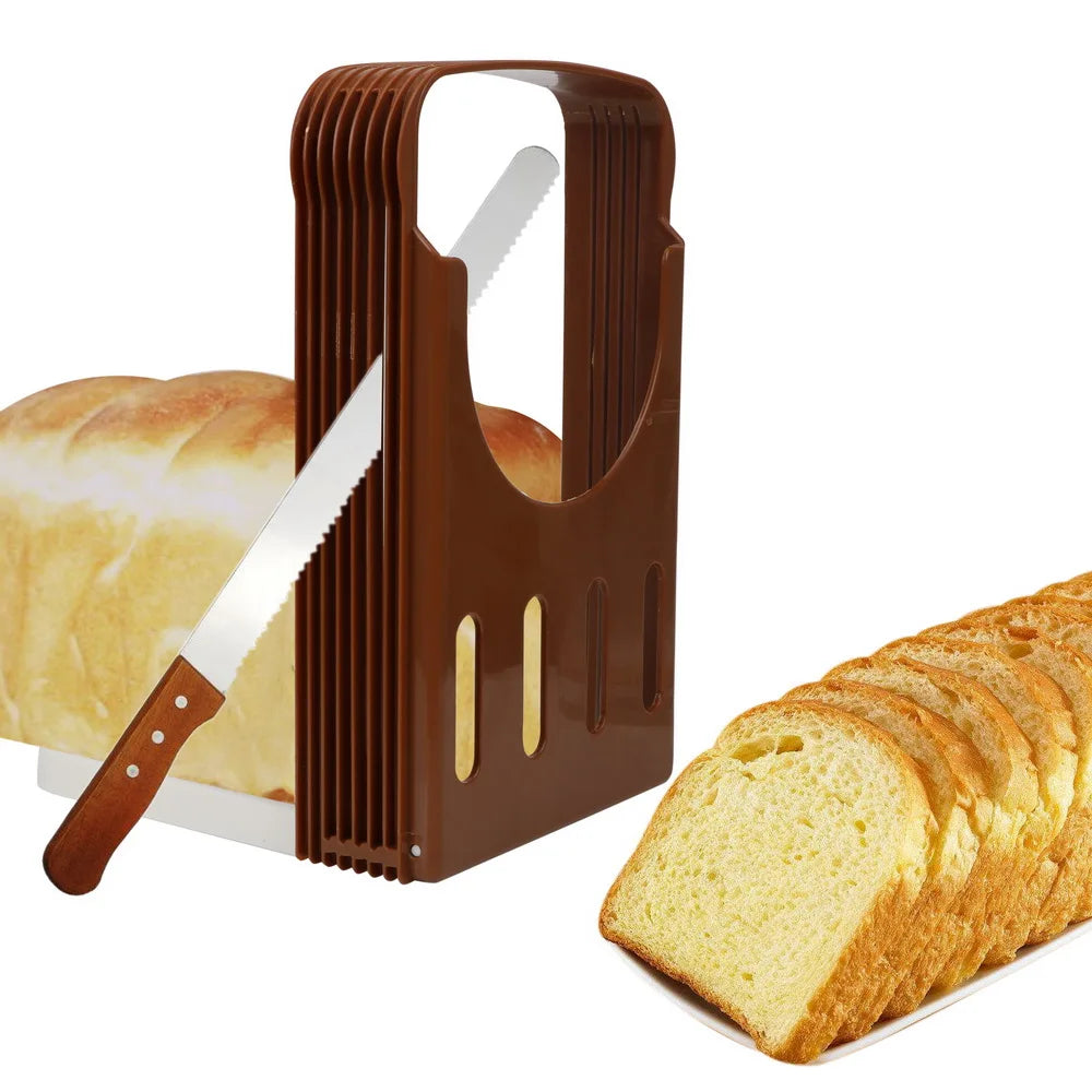 Toast Bread Slicer Stand Plastic Foldable Loaf Cutter Rack Cutting Guide Slicing Tool Bakeware