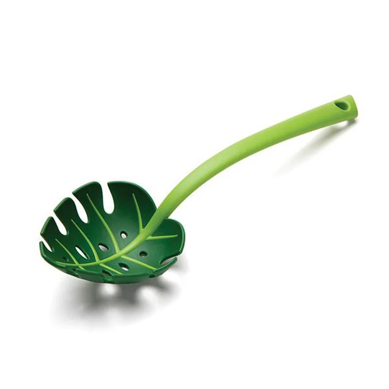 Leaf Shaped Colander Ladle – Green Kitchen Strainer Spoon for Pasta & Noodles